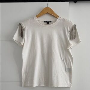 INC International Concepts White Tee with Silver Embellishments